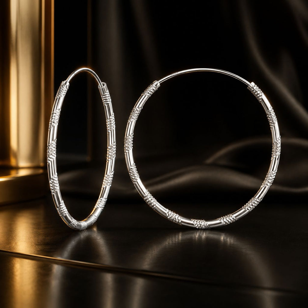 925 Sterling Silver Plated White Gold Earrings 3.0cm for Women