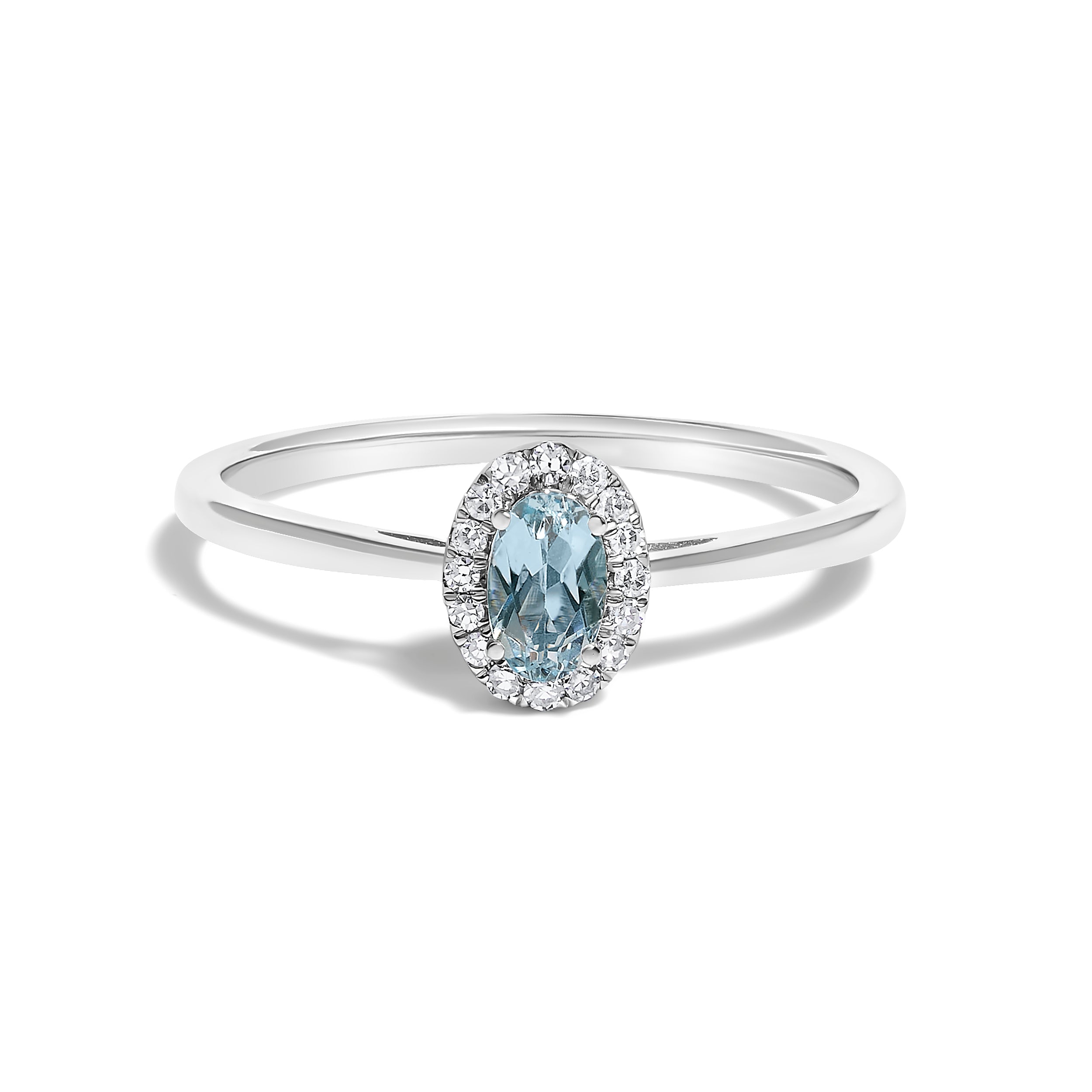 10K White Gold 5X3MM Oval Purple Amethyst and Diamond Accent Halo Ring (I-J Color, I1-I2 Clarity) - Ring Size 6.5