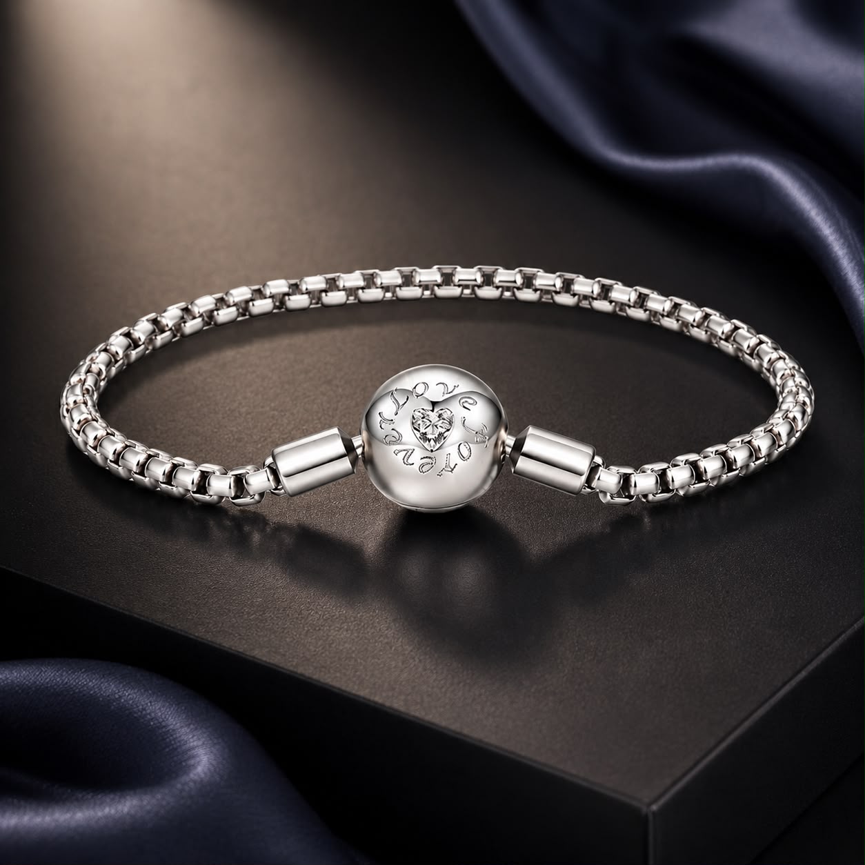 925 Sterling Silver Bracelet 19cm with CZ Stones for Women