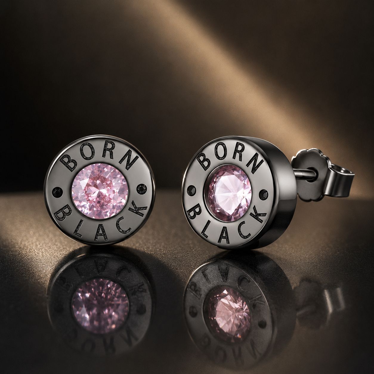 925 Sterling Silver Earrings with Black Gold Plating and CZ