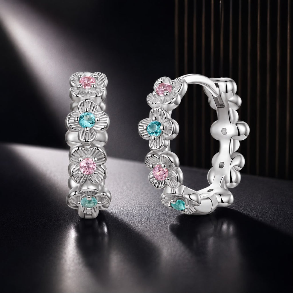 925 Sterling Silver Earrings with CZ in Pavé Setting, 12x3mm, for Women