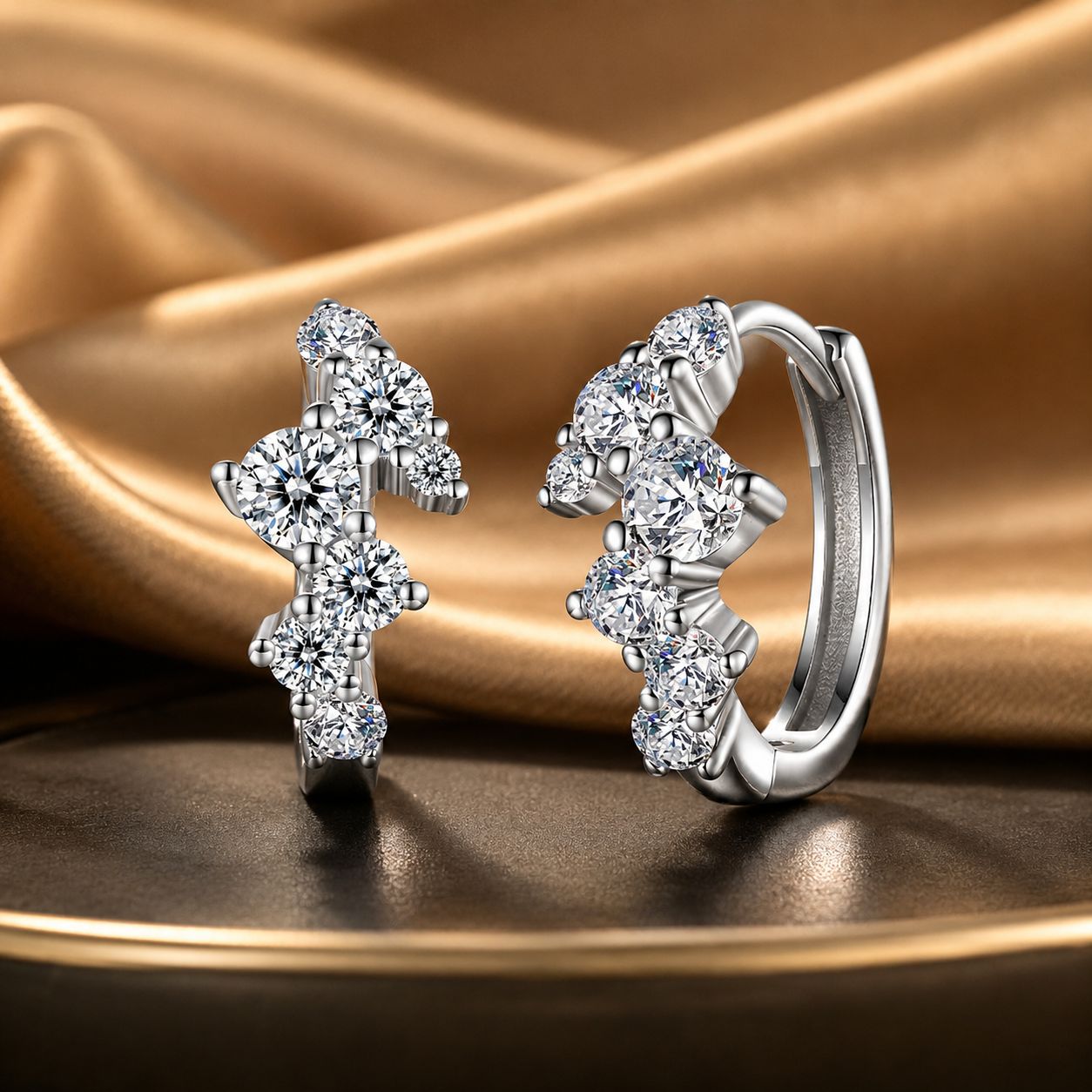 925 Sterling Silver Earrings with CZ White Gold Plating