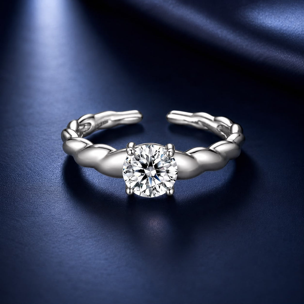 925 Sterling Silver Moissanite 0.65 Carat Ring for Women Size E