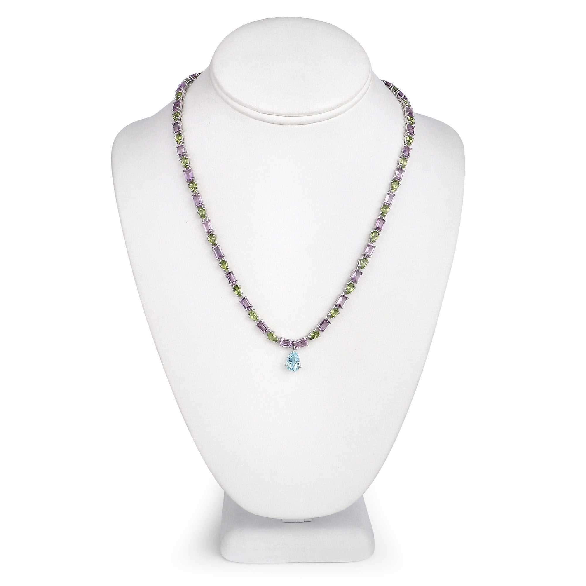 32.50 Carat Genuine Multi-Stone .925 Sterling Silver Necklace