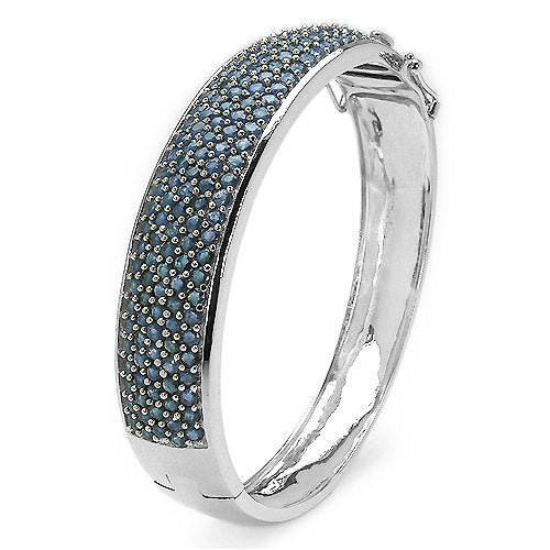 10.00 Carat Genuine Blue Sapphire .925 Sterling Silver Bangle