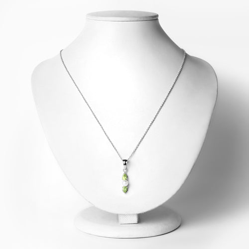 1.40 Carat Genuine Peridot and Pearl .925 Sterling Silver Pendant