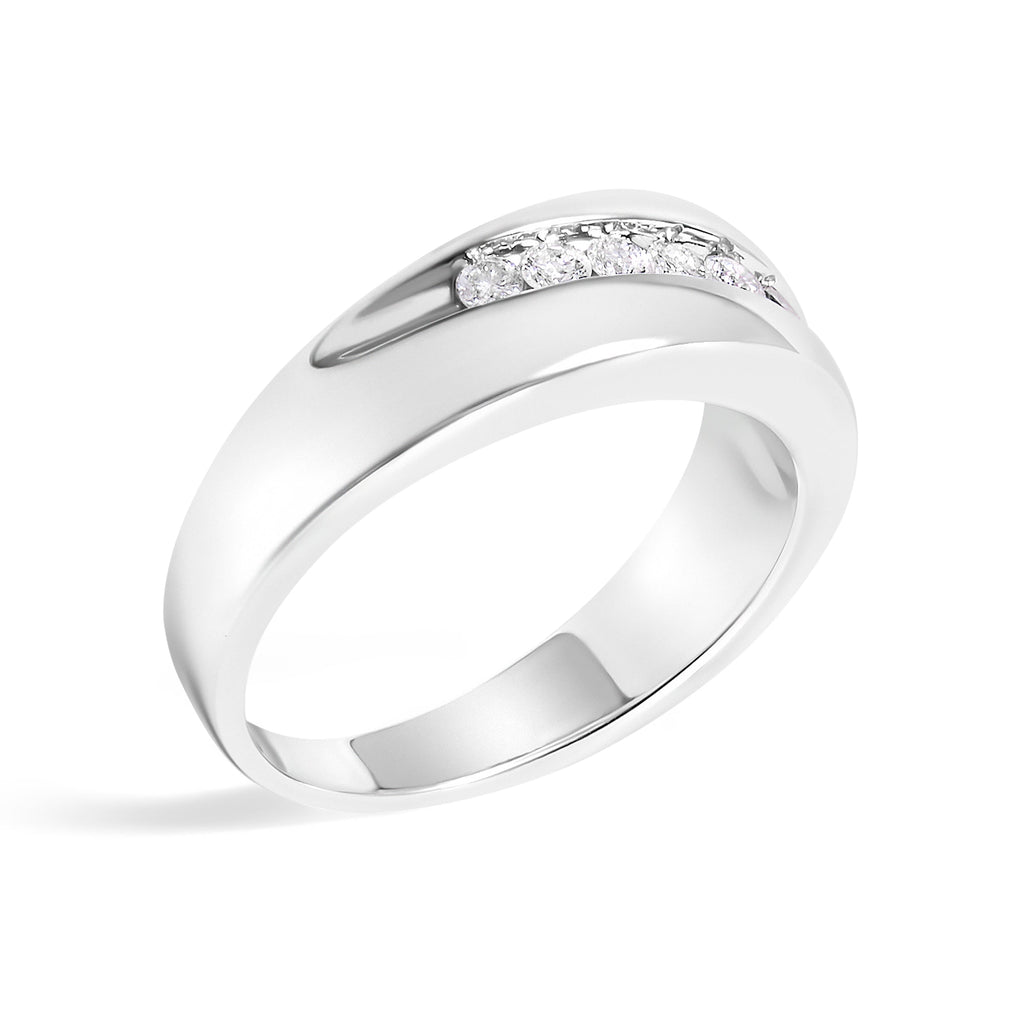 Men's .925 Sterling Silver 1/2 Cttw Diamond 9-Stone Band Ring - Size 10