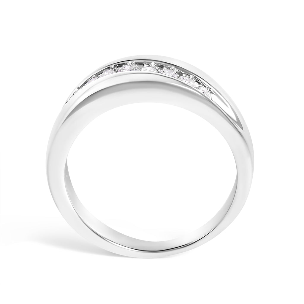Men's .925 Sterling Silver 1/2 Cttw Diamond 9-Stone Band Ring - Size 10