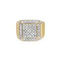 Men's 10K Yellow Gold 2 1/8 Cttw Diamond Composite Cluster Cocktail Ring Band