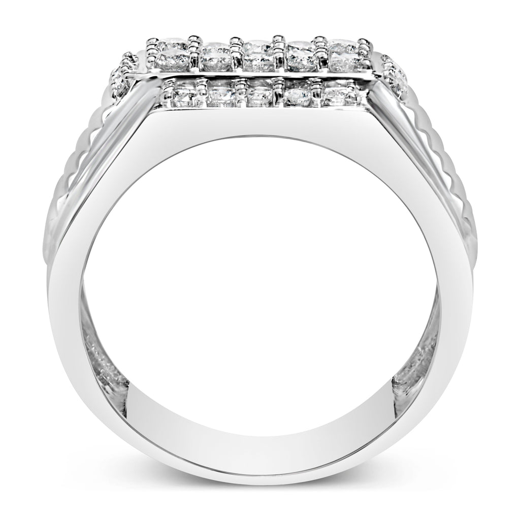 Men's .925 Sterling Silver 1.00 Cttw Diamond Multi Row Band Ring -Size 10