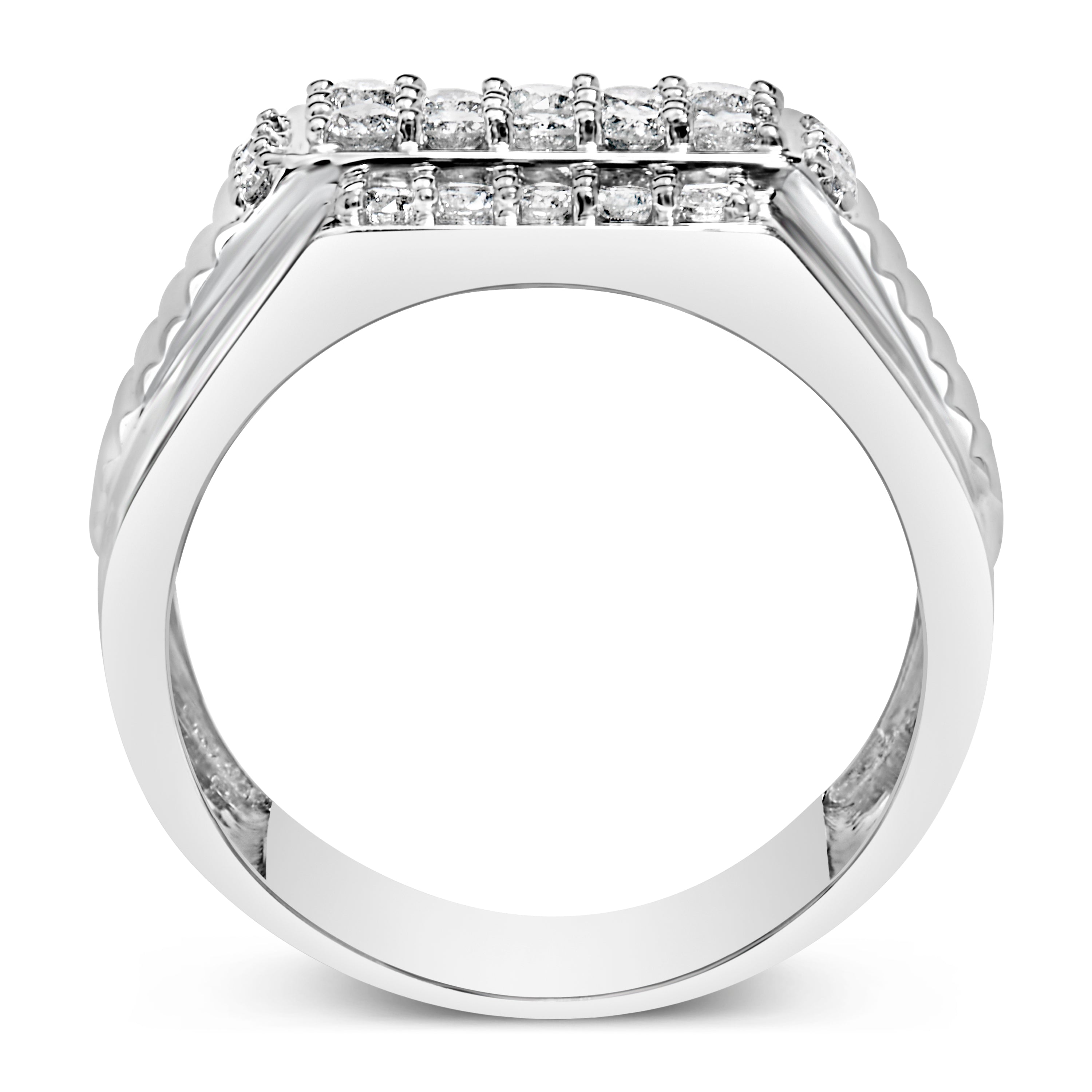 Men's .925 Sterling Silver 1.00 Cttw Diamond Multi Row Band Ring -Size 10