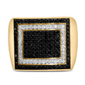 Men's 10K Yellow Gold 1 1/4 Cttw White and Black Diamond Geometric Ring
