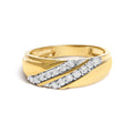 Men's 14K Yellow Gold Plated Sterling Silver 3/8 Cttw Diamond Crossover Band Ring