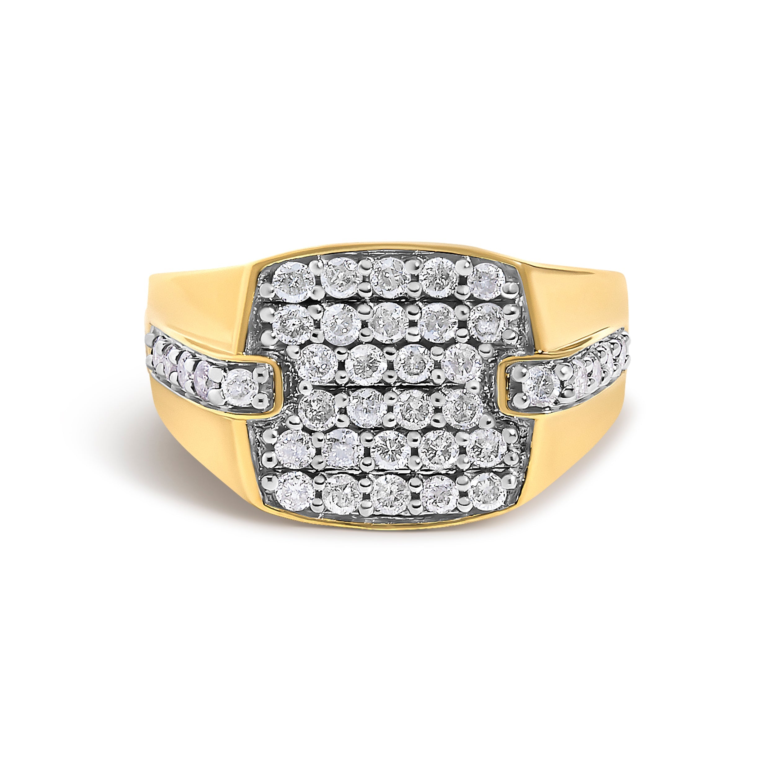 Men's 14K Yellow Gold Plated Sterling Silver 1.0 Cttw Diamond Geometric Band Ring