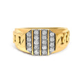 Men's 14K Yellow Gold Plated Sterling Silver Diamond 1/2 Cttw Cuban-Link Band Ring