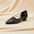 Women's Handmade Full-Grain Leather Pointed-Toe Wedge Sandals – Cutout Slip-On Flats