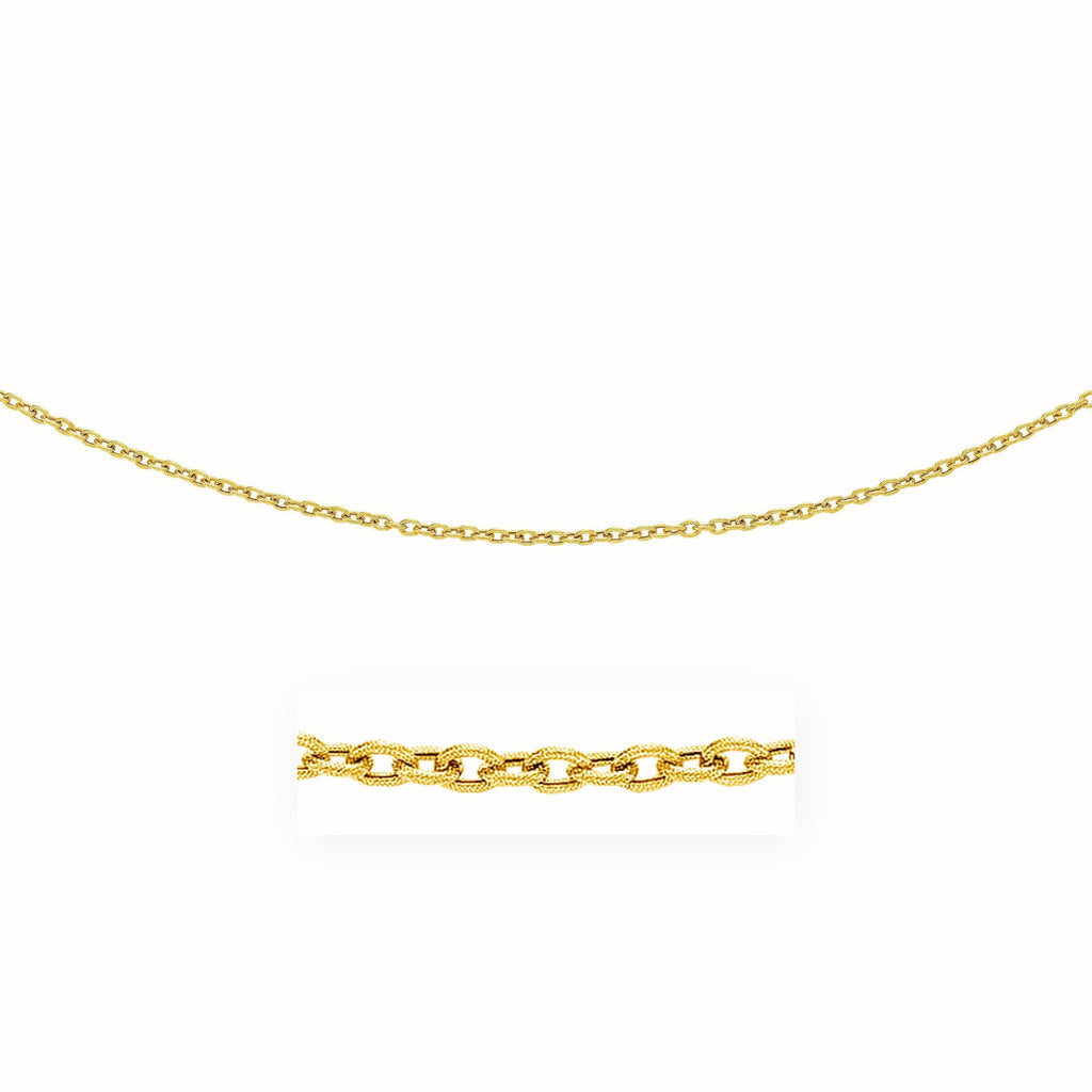 3.5mm 14k Yellow Gold Pendant Chain with Textured Links