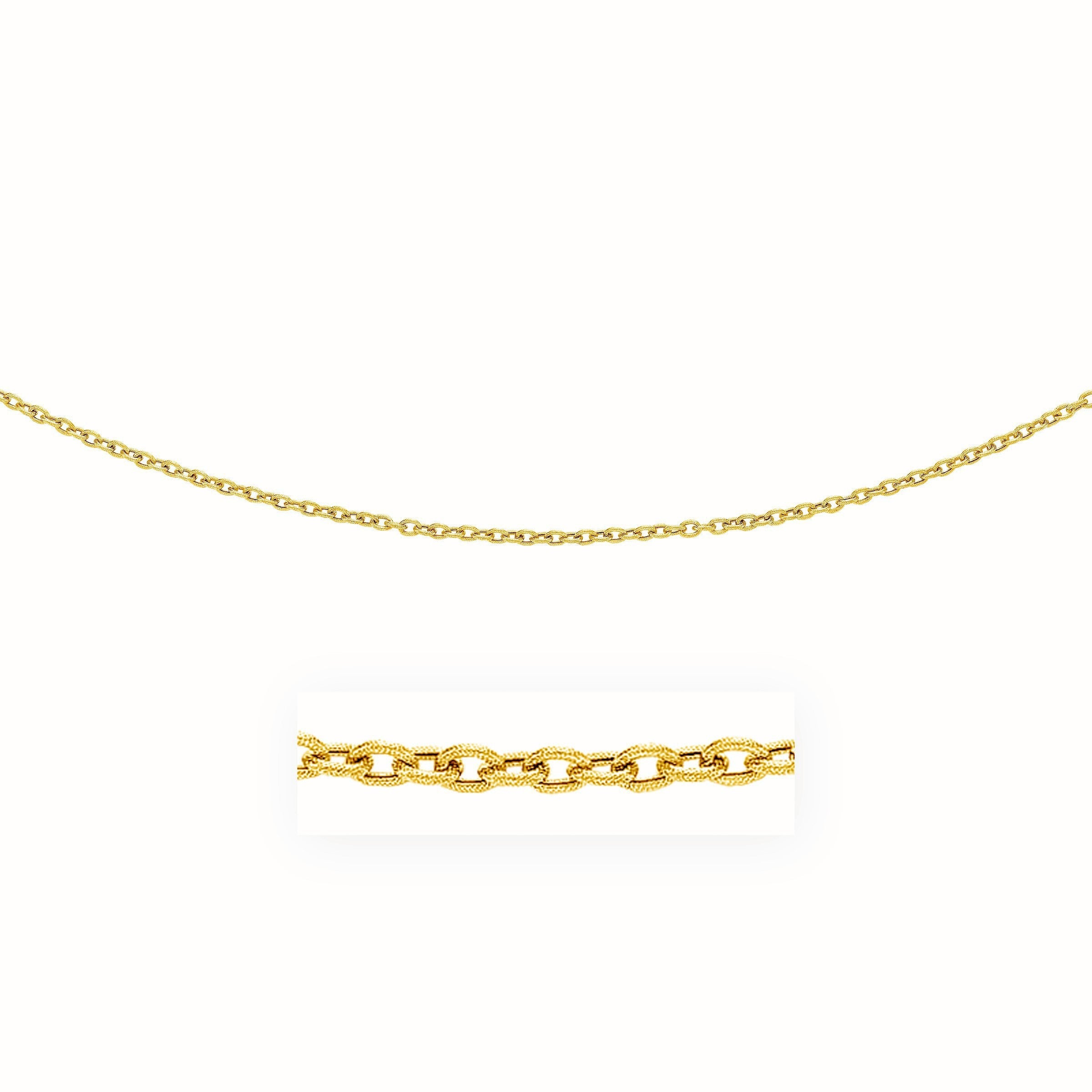 3.5mm 14k Yellow Gold Pendant Chain with Textured Links
