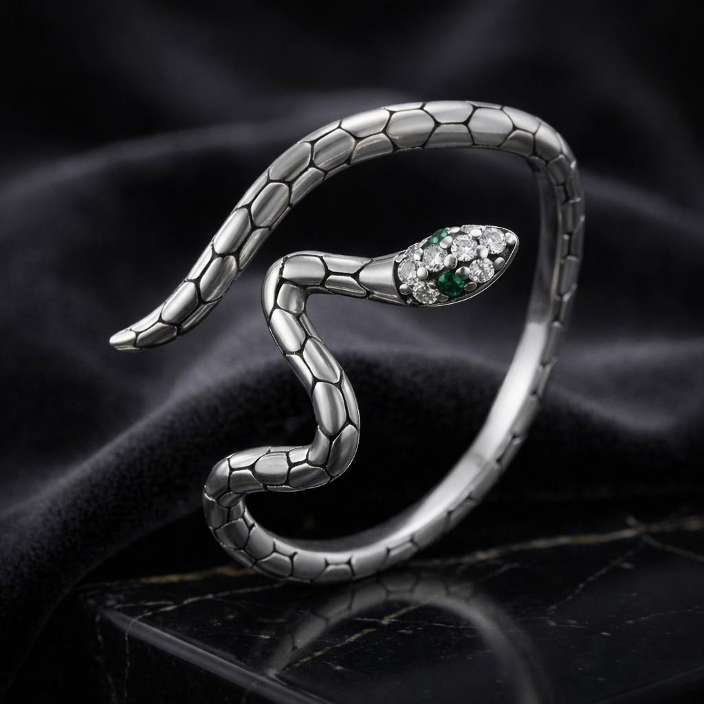 925 Sterling Silver Pave Setting CZ Oxidized Silver Ring for Women