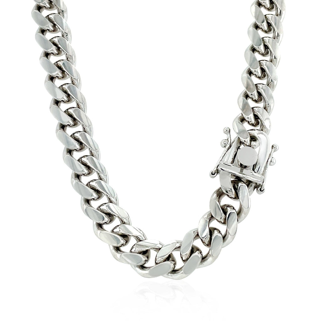 Sterling Silver Rhodium Plated 8.4mm Miami Cuban Chain
