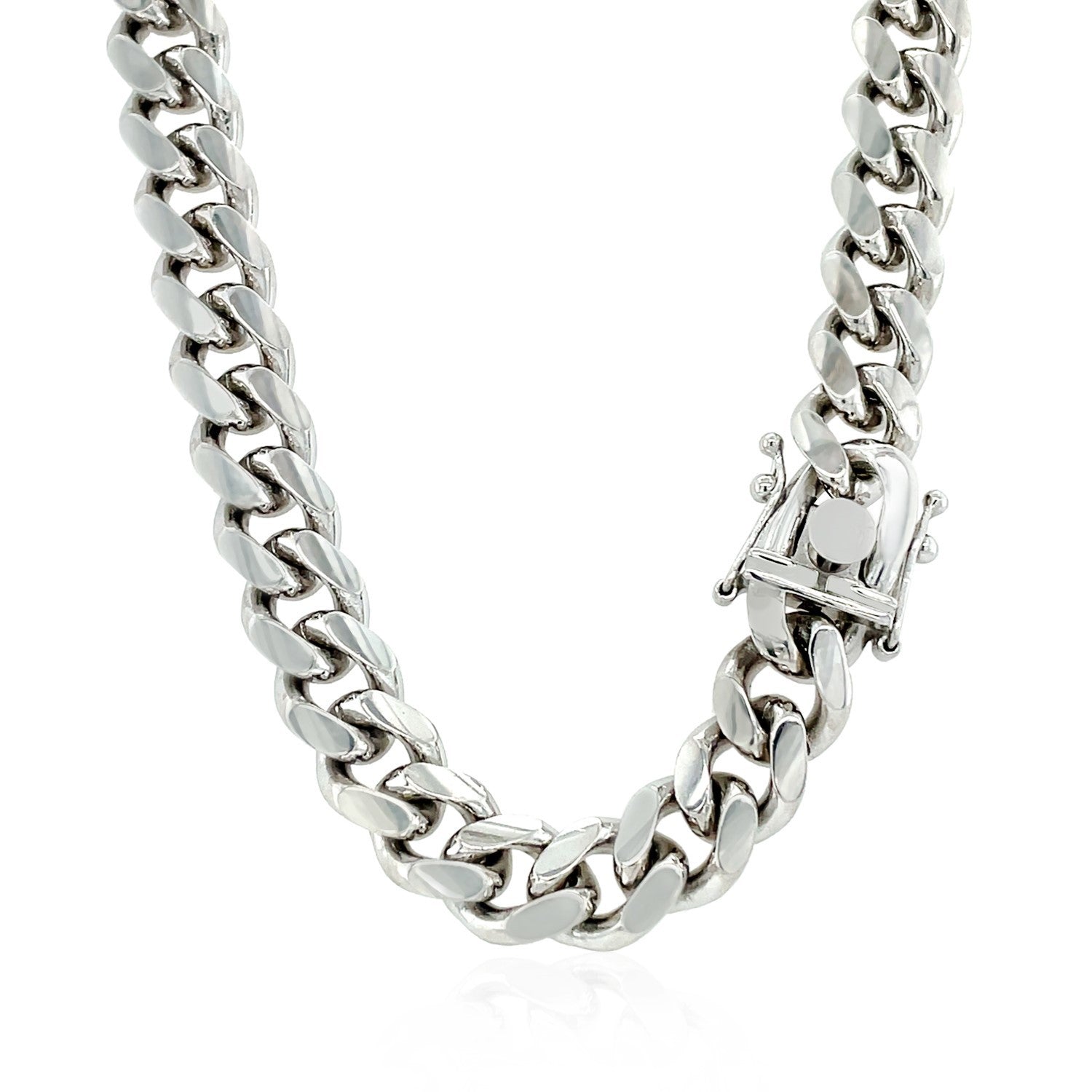 Sterling Silver Rhodium Plated 8.4mm Miami Cuban Chain