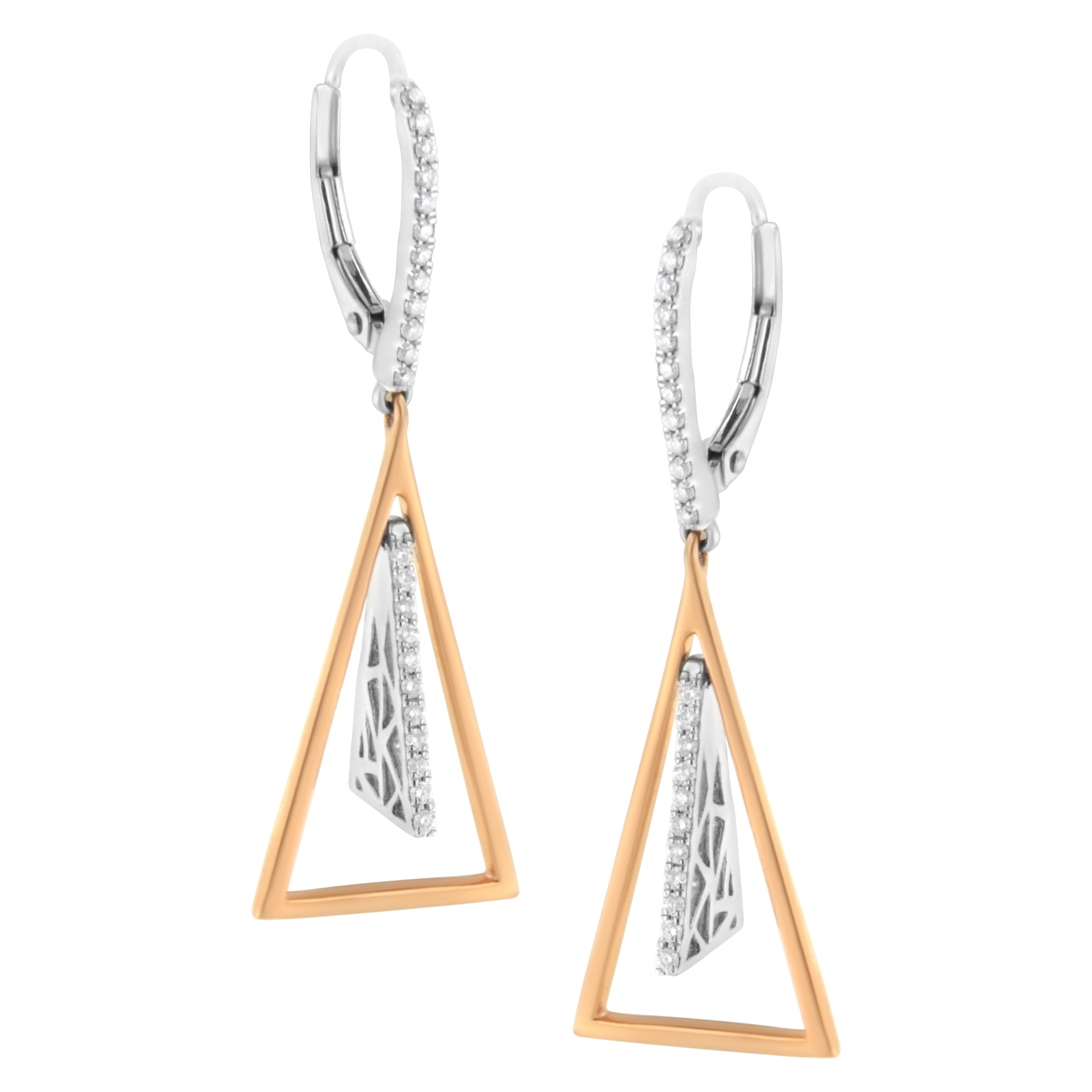 14K Rose and White Gold 3/8 Carat Total Weight Diamond Windchime Drop and Dangle Earrings (G-H Color, SI1-SI2 Clarity)