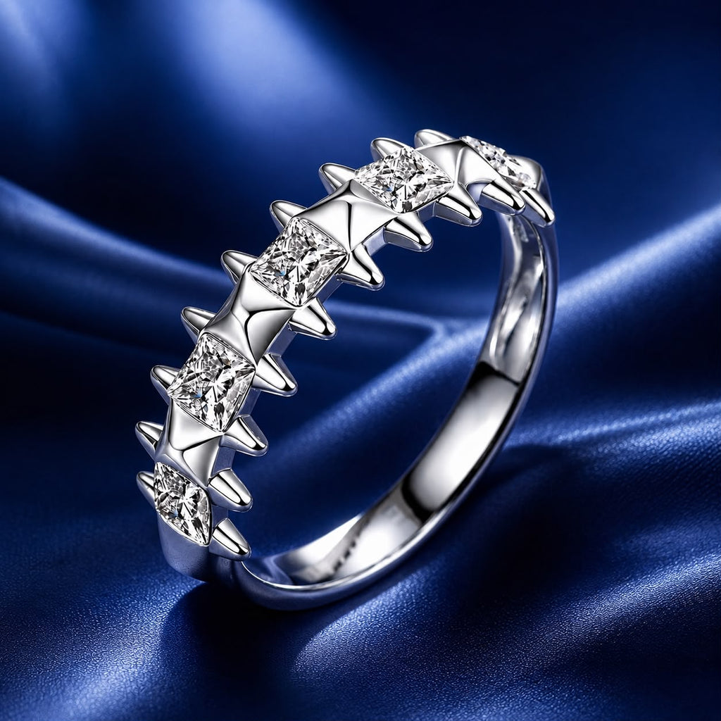 925 Sterling Silver 0.24cm White Gold Plated Ring with CZ for Women Size 6