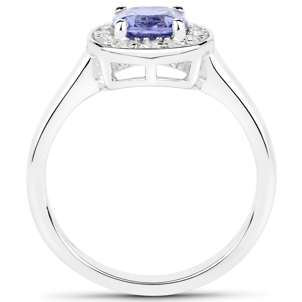 1.51 Carat Genuine Tanzanite and White Topaz .925 Sterling Silver Ring
