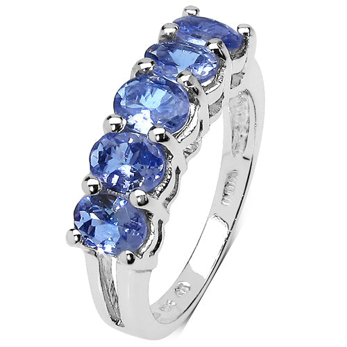 1.65 Carat Genuine Tanzanite .925 Sterling Silver Ring