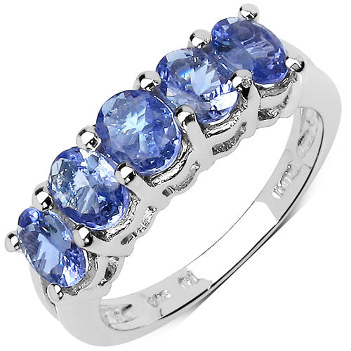 1.65 Carat Genuine Tanzanite .925 Sterling Silver Ring