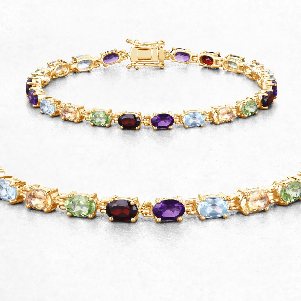 8.96 Carat Genuine Multi-Stone .925 Sterling Silver Bracelet