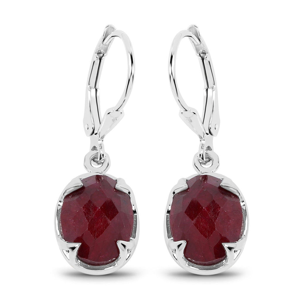 6.90 Carat Dyed Ruby .925 Sterling Silver Earrings