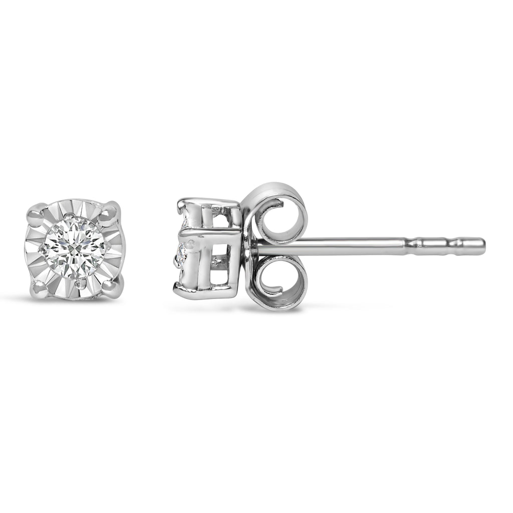 .925 Sterling Silver 1/10 cttw Round Brilliant-Cut Lab Grown Diamond Miracle-Set Stud Earrings (F-G Color, VS1-VS2 Clarity)