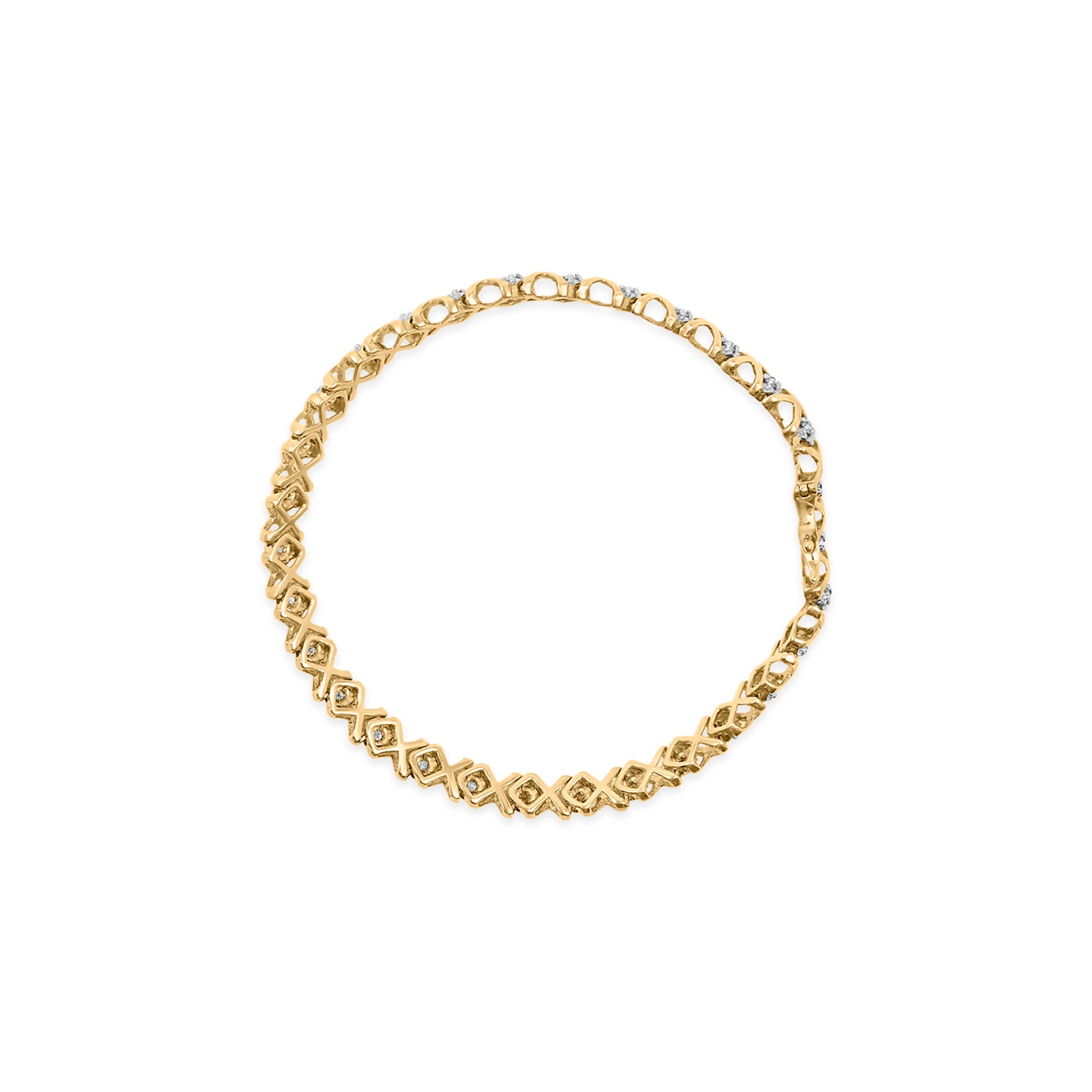 10K Yellow Gold 1/2 Carat Total Weight Diamond Alternating X-Link Bracelet