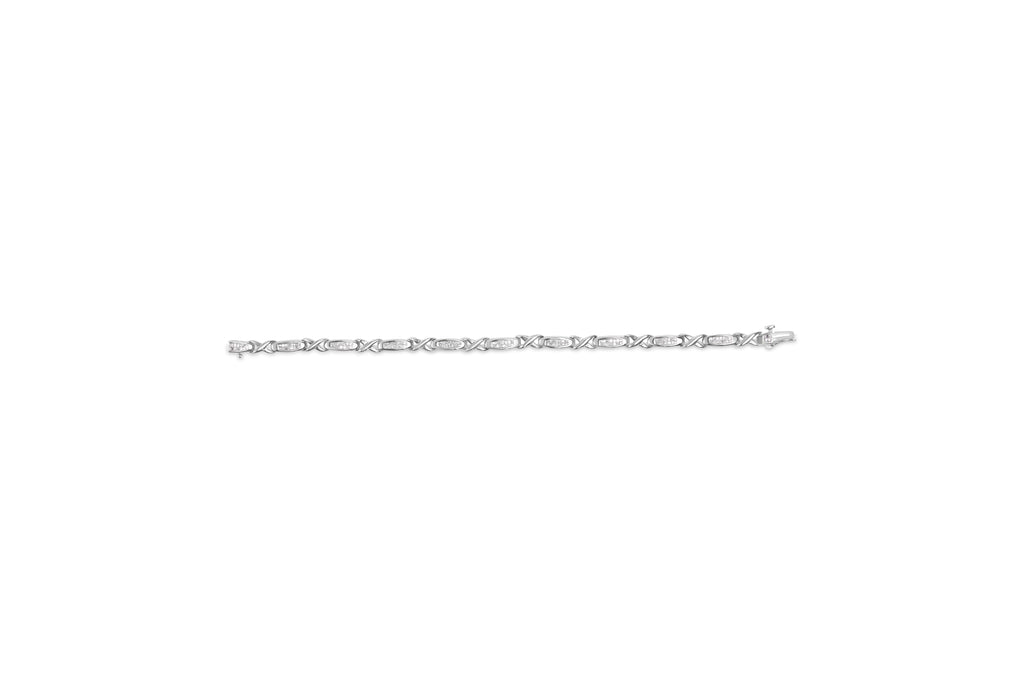 14K White Gold 1.0 Cttw Invisible-Set Princess Diamond Tennis Bracelet (H-I Color, SI1-SI2 Clarity) - 7"