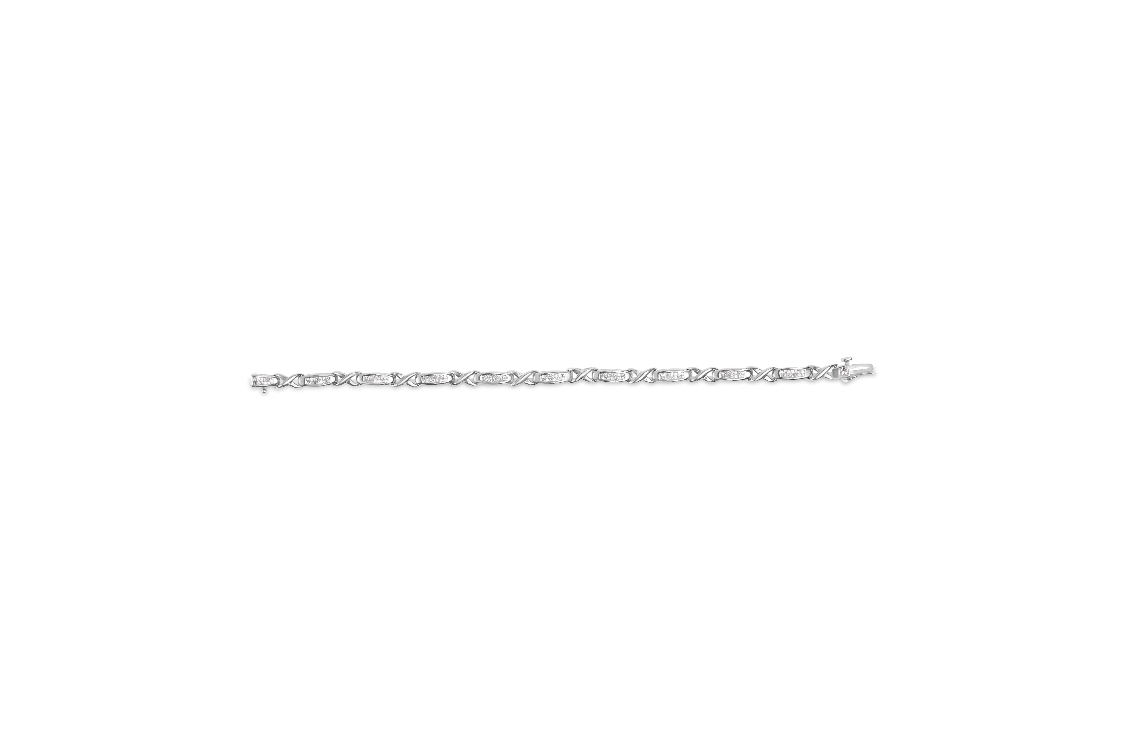 14K White Gold 1.0 Cttw Invisible-Set Princess Diamond Tennis Bracelet (H-I Color, SI1-SI2 Clarity) - 7"