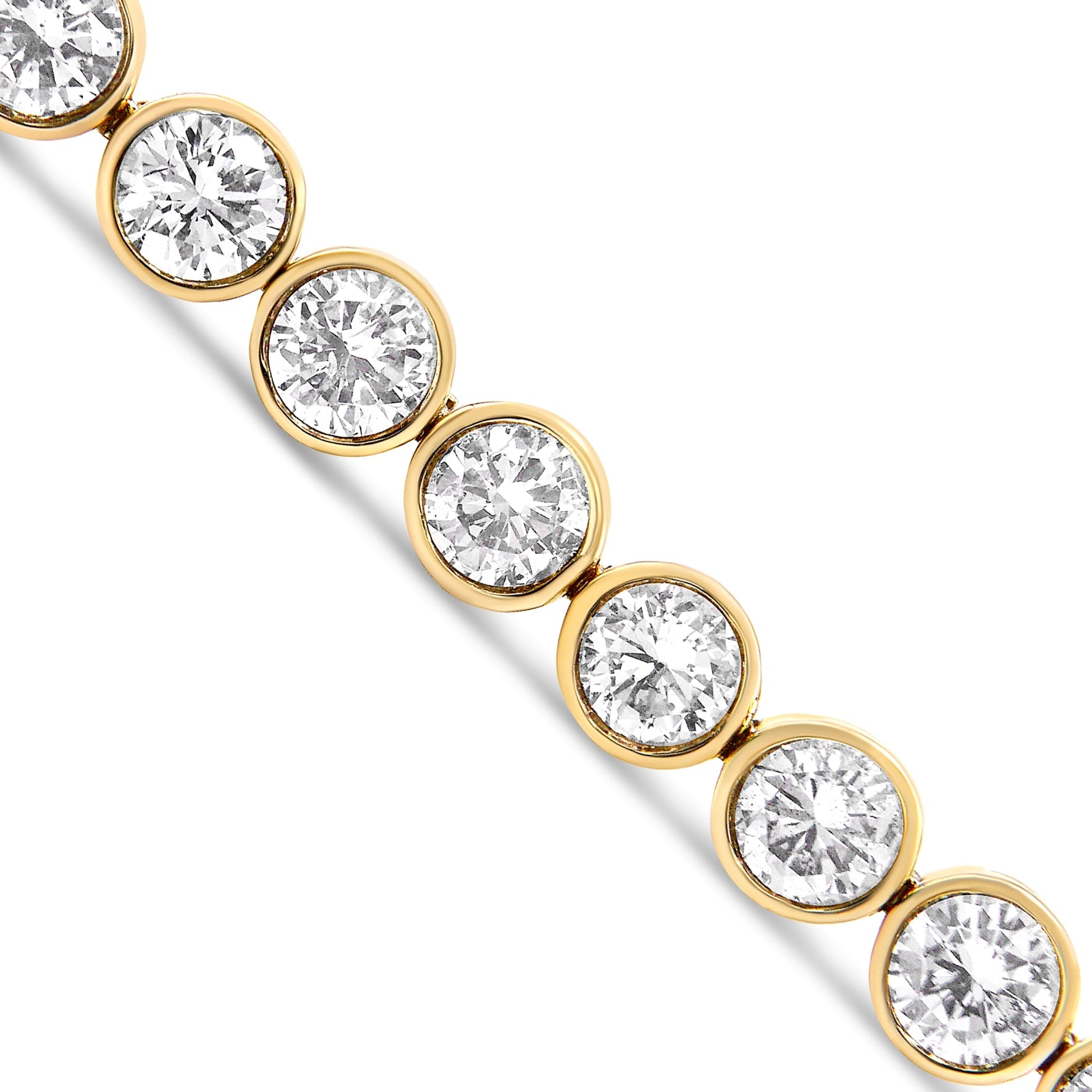 10K Yellow Gold 8.0 Cttw Bezel Set Round Diamond Tennis Bracelet