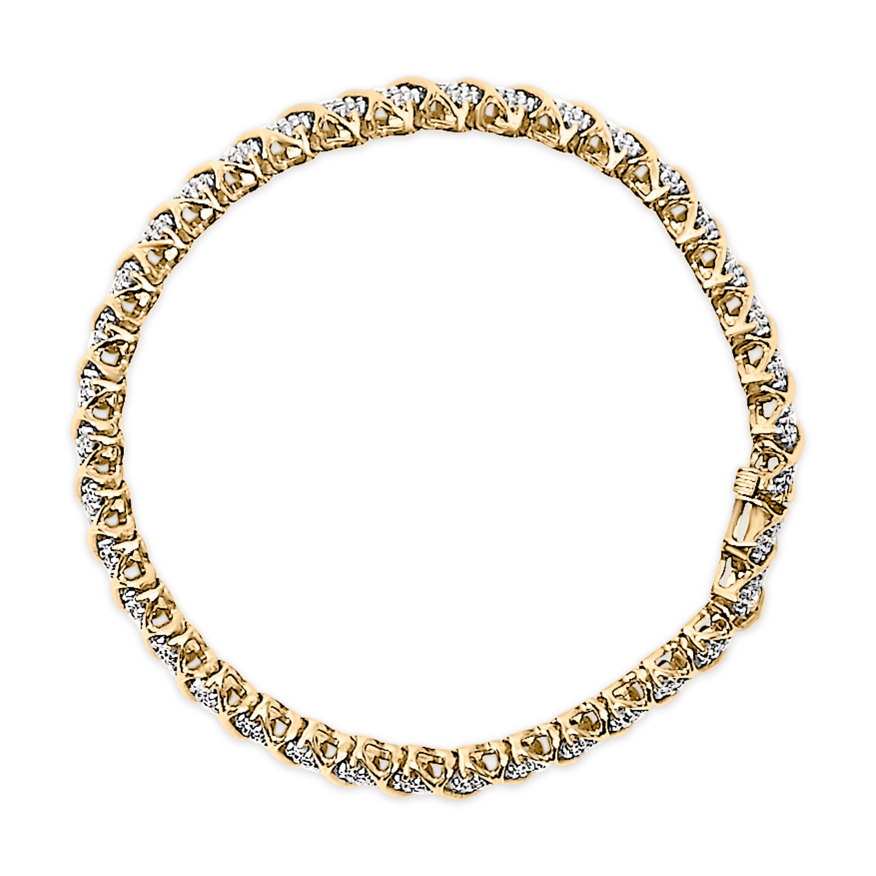 10K Yellow Gold 3.0 Cttw Diamond S-Link Bracelet