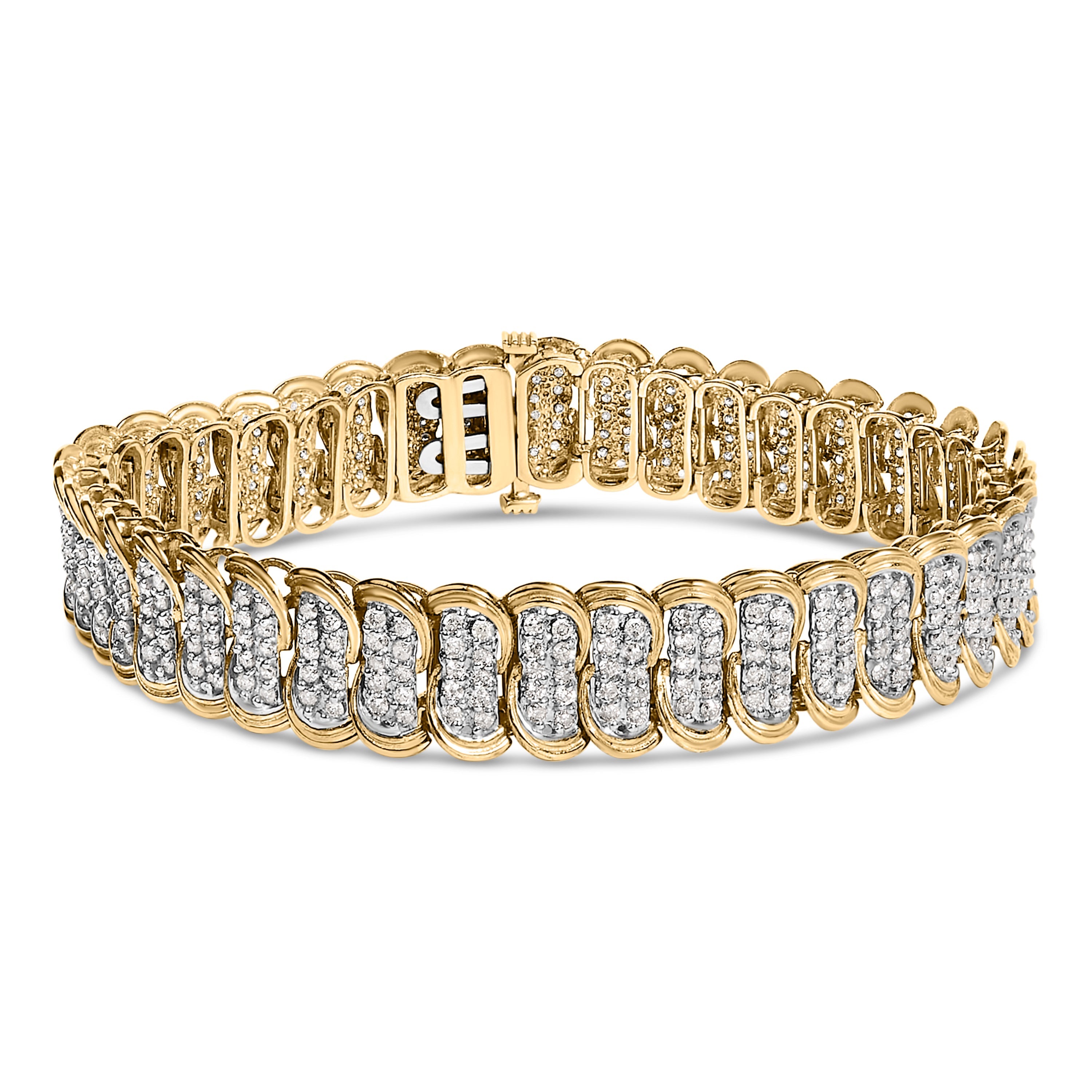 10K Yellow Gold 4.0 Cttw Diamond S-Link Bracelet