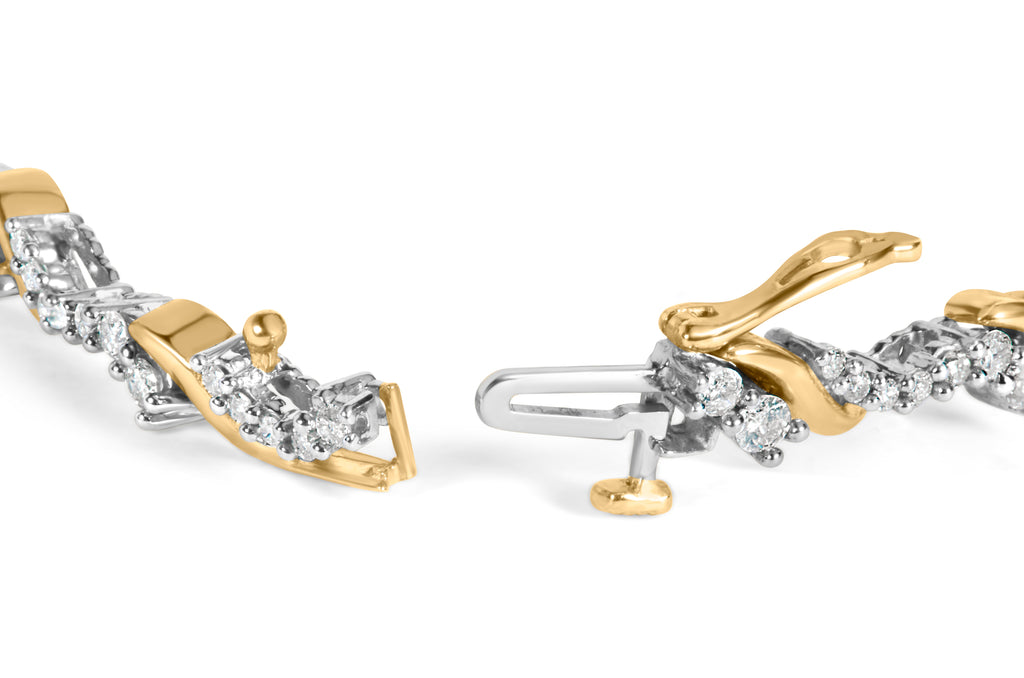 10K Yellow and White Gold 2.00 Carat Total Weight Diamond "S" Link 7" Bracelet (H-I Color, I2-I3 Clarity)
