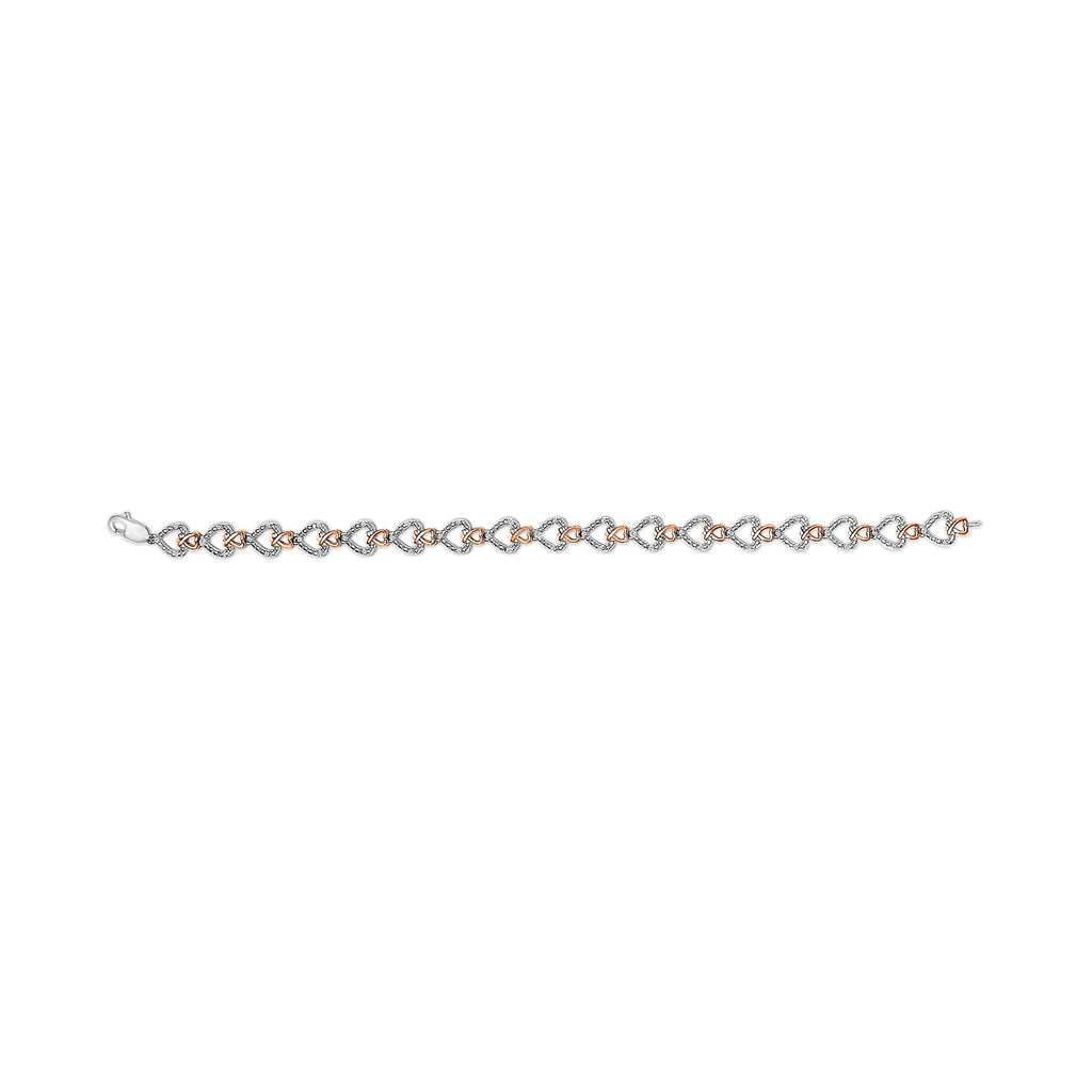 10K Rose and White Gold 1/4 Cttw Diamond Infinity Loop and Swirl Link Bracelet