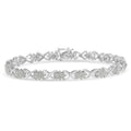 .925 Sterling Silver 1-1/2 Carat Total Weight Diamond Cluster X Link 7" Tennis Bracelet (I-J color, I3 clarity)