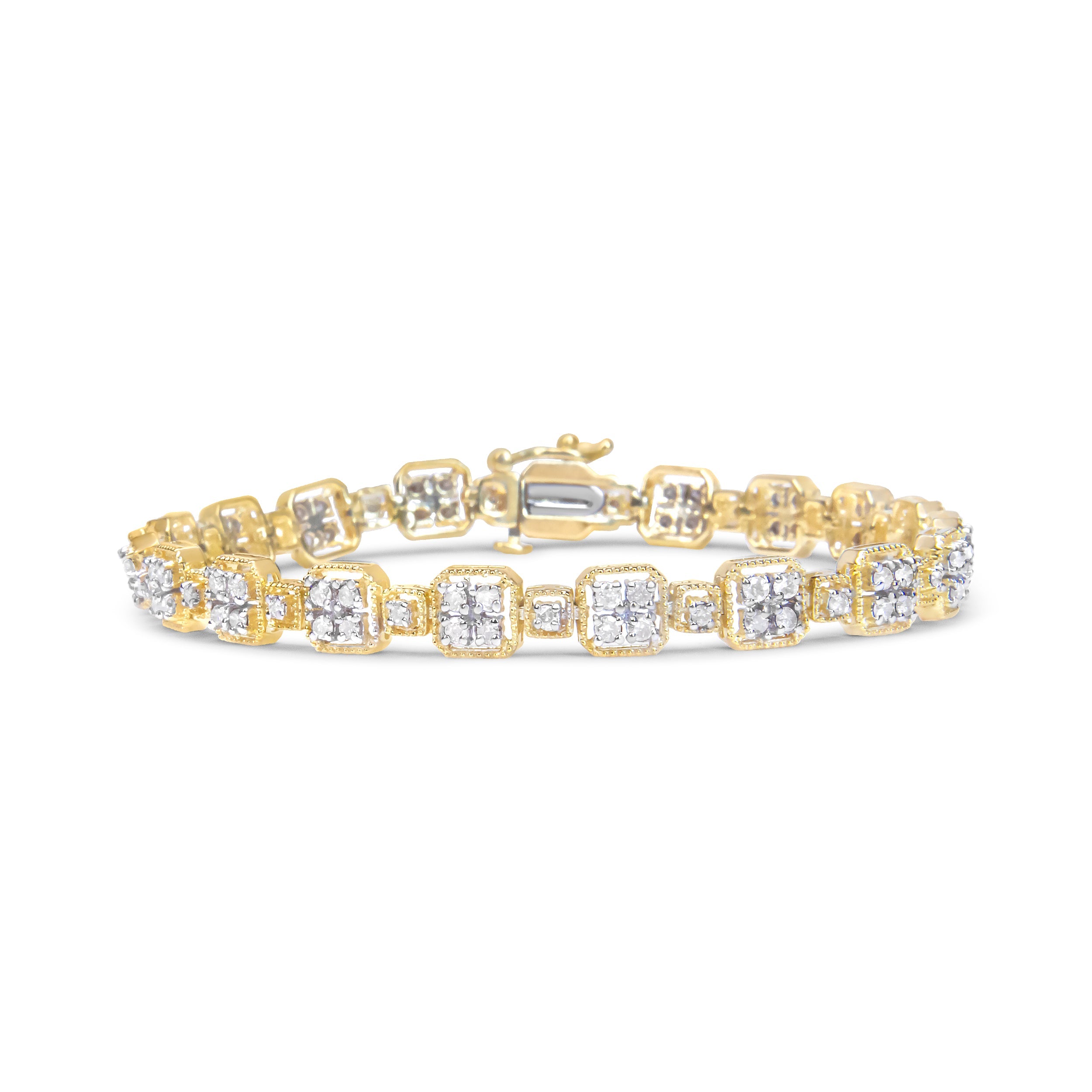 10K White Gold 2.0 Cttw Diamond Square Link Bracelet (J-K Color, I2-I3 Clarity) - Size 7.25"