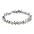 .925 Sterling Silver 3/4 Cttw Yellow Diamond Illusion Plate Looped Link Bracelet