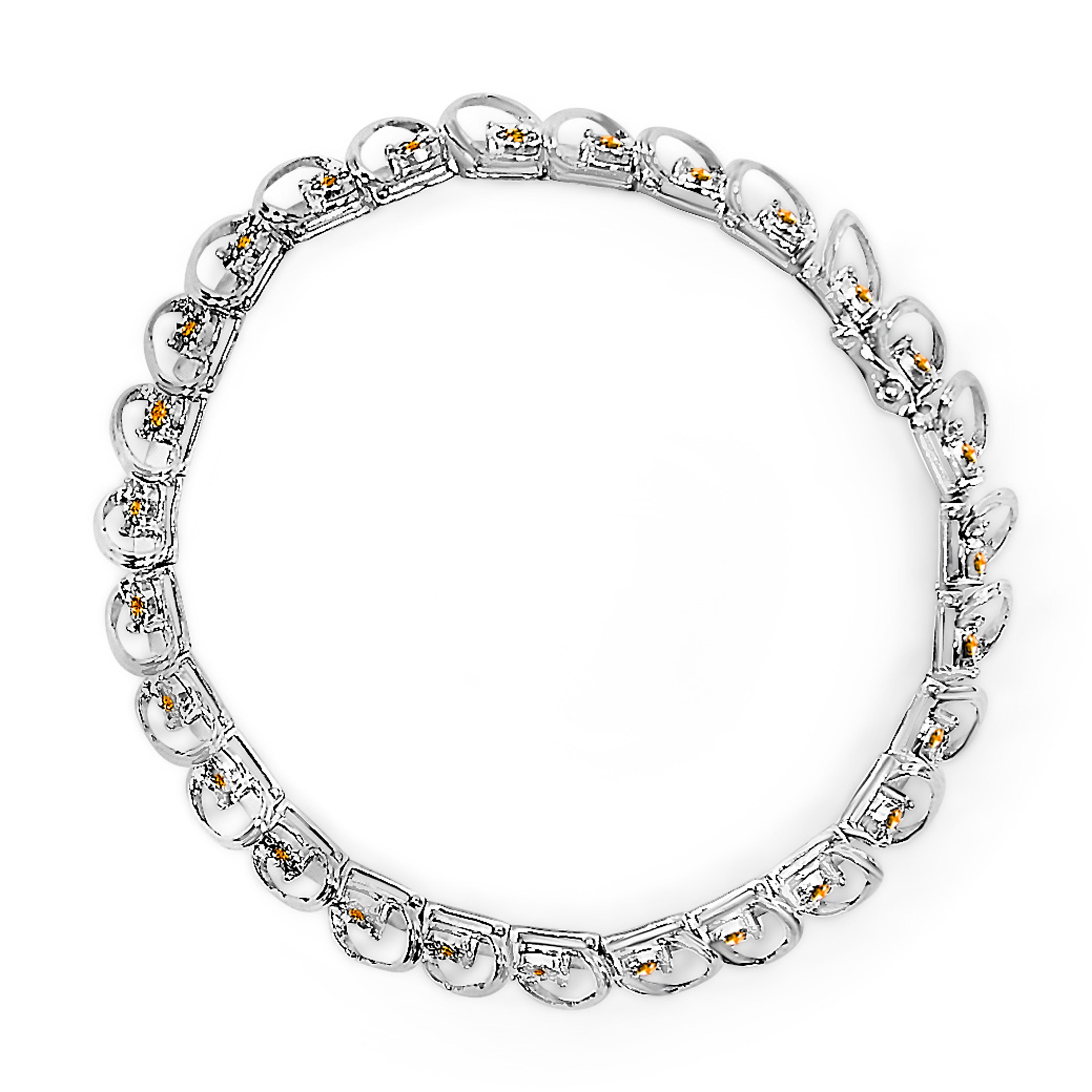 .925 Sterling Silver 3/4 Cttw Yellow Diamond Illusion Plate Looped Link Bracelet