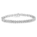 .925 Sterling Silver 1.0 Cttw Chevron 2 Stone Arrow Link Tennis Bracelet (I-J Color, I3 Clarity) - 7"