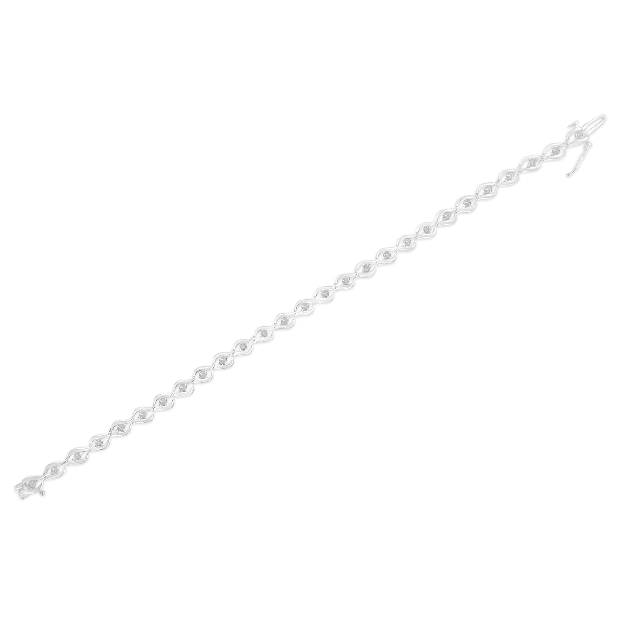 .925 Sterling Silver 1/2 Cttw Rose Cut Diamond Almond Shape Link Tennis Bracelet (I-J Color, I3 Clarity) - 7â€Â