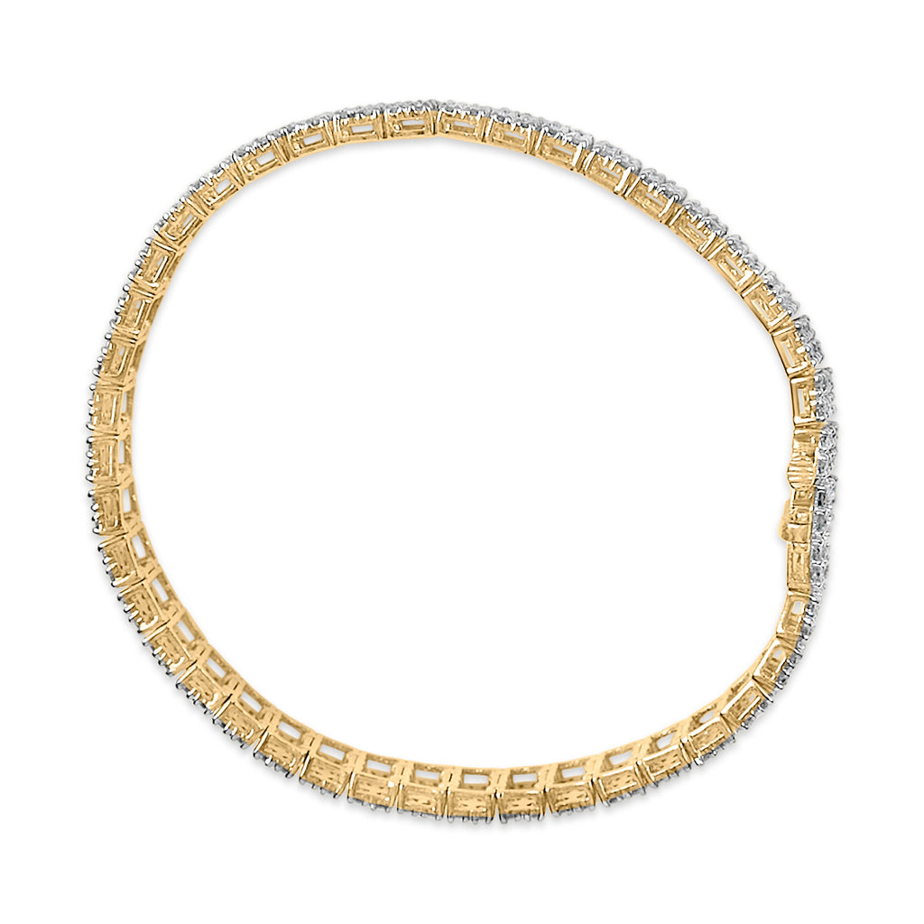 IGI Certified 14K Yellow Gold Plated Sterling Silver 10.0 Cttw Diamond 4 Row Tennis Bracelet