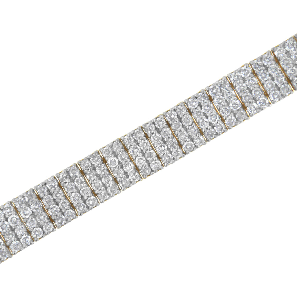 IGI Certified 14K Yellow Gold Plated Sterling Silver 10.0 Cttw Diamond 4 Row Tennis Bracelet