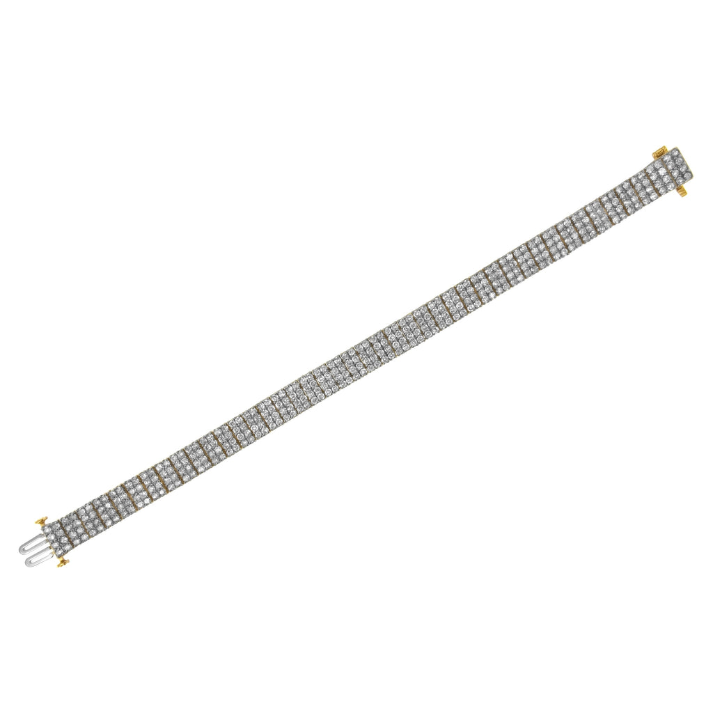 IGI Certified 14K Yellow Gold Plated Sterling Silver 10.0 Cttw Diamond 4 Row Tennis Bracelet